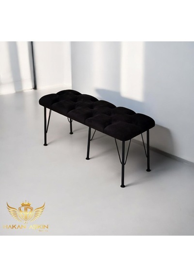 By Hakan Aşkın Metal Ayaklı Babyface Puf & Bench Tekli Baby Face Siyah