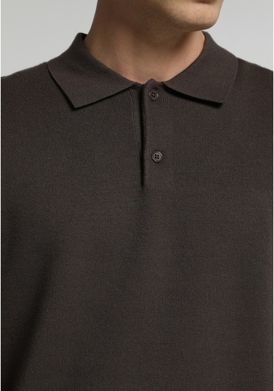 Colin's Colins Regular Fit Polo Yaka Jakarlı Erkek Kahverengi Kazak Cl1076234 Q1.v1 Brw