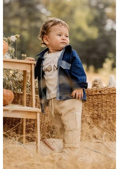 Miniğimin Cicileri Minigimin Cicileri Lion Nakışlı Denim Ceket 3'lü Erkek Bebek ... Mavi