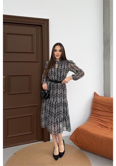 Neşeli Butik Kadın Gri Küçük Desenli Yaka Bağlama Detaylı Astarlı Şifon Günlük Elbise Nbelb05 Gri Neşeli Butik Kadın Gri Küçük Desenli Yaka Bağlama Detaylı Astarlı Şifon Günlük Elbise Nbelb05 Gri