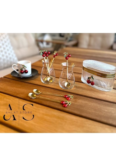 Store 6 Adet Kirazlı Kaşık Kirazlı Çay Kahve Kaşığı Kokteyl Karıştırıcı Tatlı Kaşığı Çok Renkli