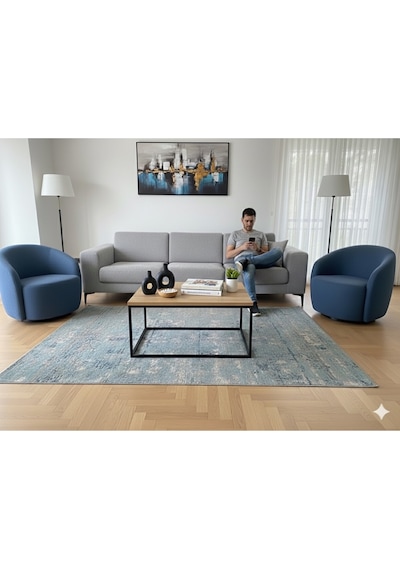 Rafadi Modern Orta Sehpa Salon Oturma Odası Orta Sehpa Metal Ayaklı Atlantik Çam