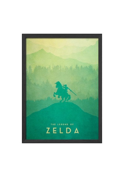 Zelda Siyah Ahşap Çerçeveli Poster, Dekoratif Oyun Duvar Tablosu