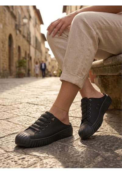 Gamelu Poem Kadın Lastikli Memory Foam Sneaker Terlik Siyah