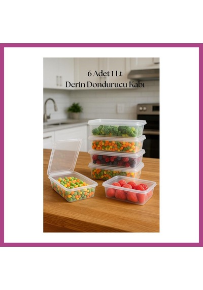 Gees Global 6 Lı Derin Dondurucu Saklama Kabı & Organizeri 1 Lt 12,5x19,5x5,5 Cm Gbzs Çok Renkli