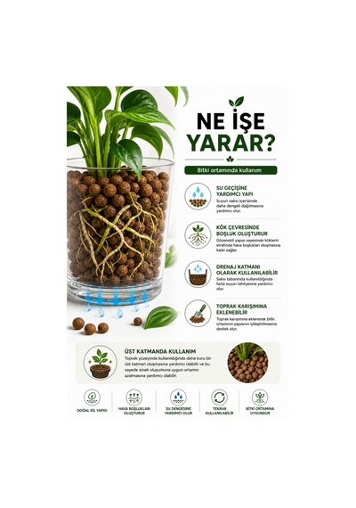 8-16 Mm Kil Bilyesi 3 Litre Orkide, Sukulent, Kaktüs Ve Saksı Bitkileri İçin Drenaj Amaçlı Kullanım 1000