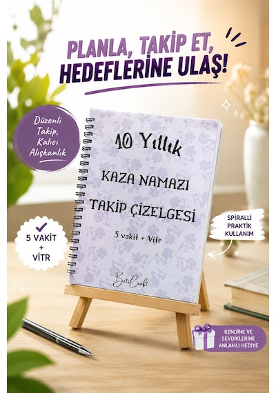 10 Yıllık Kaza Namazı Takip Çizelgesi, İslami Planlayıcı, Namaz Takibi Beyaz