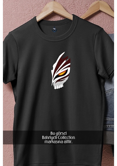Oversize Ichigo Hallow Mask, Ichigo Kurosaki Bleach Tasarımlı Unisex T-shirt Siyah
