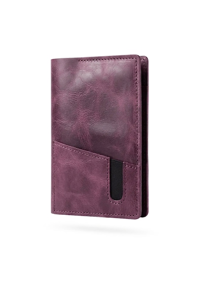 Bilikolik Hakiki Deri A5 Defter Kılıfı, El Yapımı, Telefon Cepli Ajanda Organizer, Defter Ve Kalem Dahil Mor