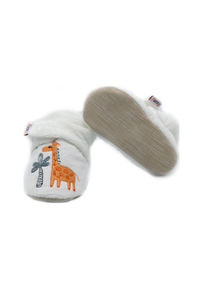 Funny Baby Nakışlı Cıtlı Rahat Panduf Esnek Ergonomik Yumuşacık Taban Özel Tasarım Organik Rahat Hava Alır Yüzey - Ekru