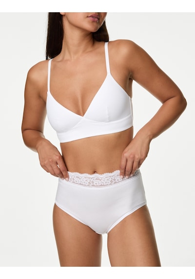 Marks & Spencer 5'li Dantel Detaylı Full Brief Külot Seti T61005022F Beyaz
