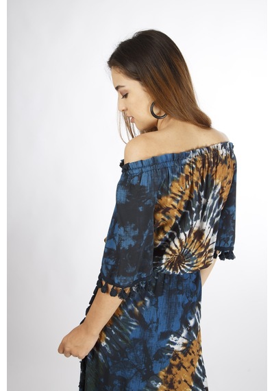 Favori Tekstil Elbise Mavi