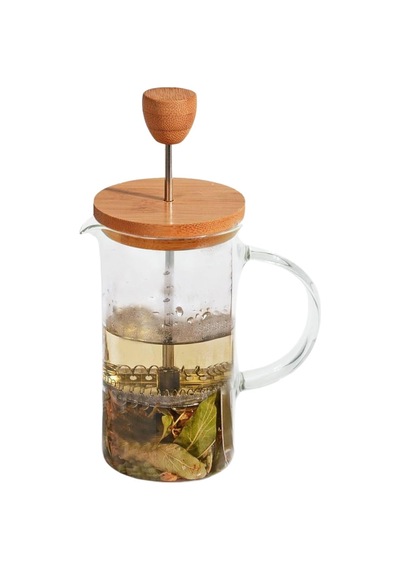 Bambu Kapaklı Cam French Press Isıya Dayanıklı Çay Ve Kahve Demliği, 600 Ml Şeffaf Cam, Paslanmaz Sku: Smg8690010549860 Açık Mavi