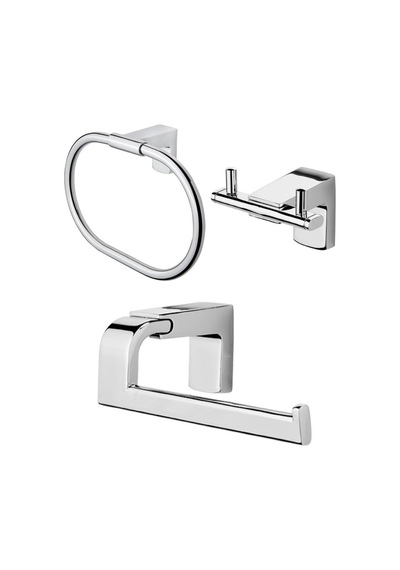 Premium Ikili Askılık Yuvarlak Havluluk Kapaksız Kağıtlık Set Krom