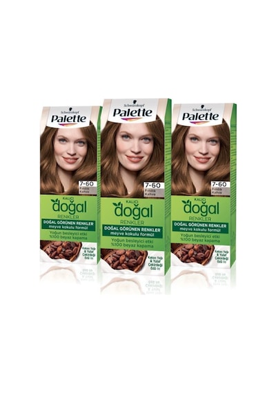 Palette Kalıcı Doğal Renkler Saç Boyası 7-60 Fındık Kahve X 3 Adet