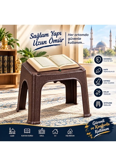 Rahle Dayanıklı Hafif Cami Kuran Kursu Okul Ev Dış Mekan Sağlam Plastik Kuran Rahle Kahverengi Ma098 1 Adet