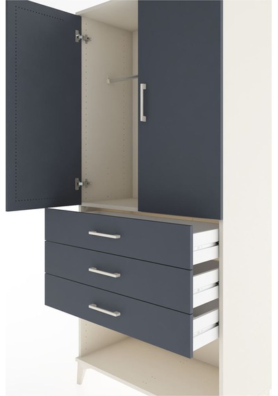 Hyperion Dolap Tek Raflı 3 Çekmeceli Tek Askılı 88x44x195 Aytaşı-antrasit Aytası