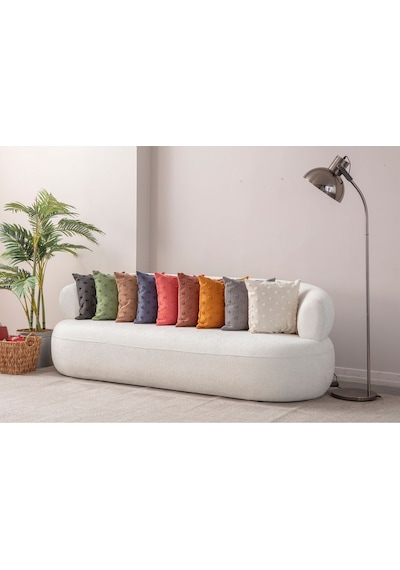Swita Home Dekoratif Puantiye Keten Kumaşlı Kırlent Kılıfı 43x43 Lacivert