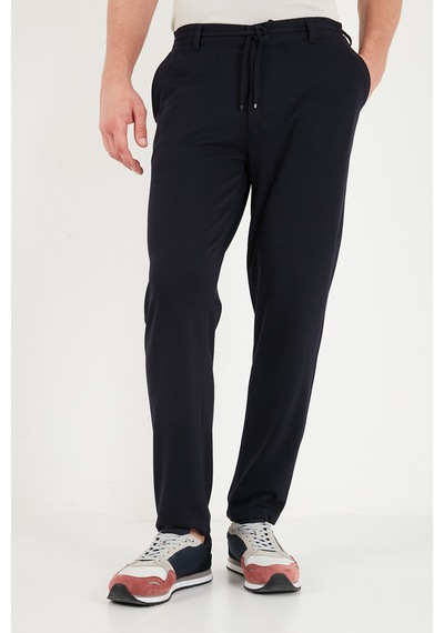 Buratti Bağlama Detaylı Regular Fit Düz Paça Jogger Pantolon Erkek Pantolon 6843701 Lacivert