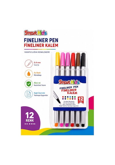 12 Renk Fineliner Kalem 0.4 Mm İnce Keçe Uçlu Kalem 1 Paket Smart Kids Fineliner Keçe Uçlu Kalem Seti Çok Renkli