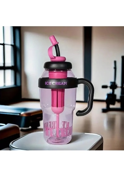 Bıgmug Ice Cream Tritan Pipetli Suluk Detoks Matara 1300 Ml Siyah