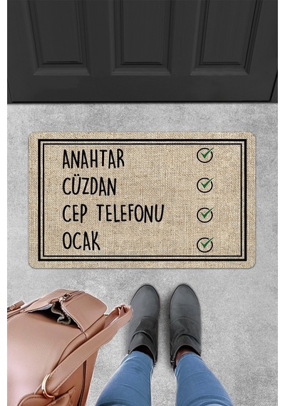 Evaşk Kapı Önü Paspası Vinil Kaymaz Tabanlı 45 X 70 Evaşkdm12086
