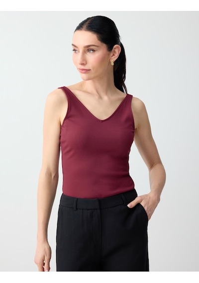 Jimmy Key Bordo Dar Kesim V Yaka Basic Örme Atlet 6sw016793562