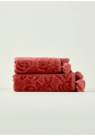 Bella Maison %100 Pamuk Rose Jakarlı El Havlusu Mürdüm 30x50 Cm Mürdüm