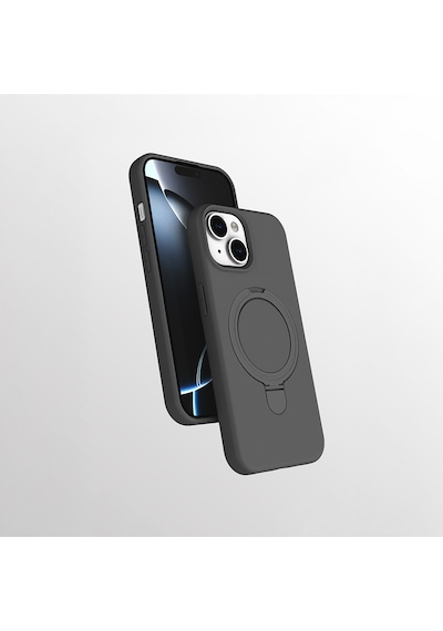 Apple Uyumlu iPhone 13 Kılıf M-safe Şarj Özellikli Standlı Zore Samara Kapak Titanyum-gri