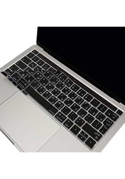Arapça Klavye Koruyucu Macbook Pro 13 15 Touch Bar Uyumlu A1706 A1989 A2159 A1707 A1990 Uk Iso Ters L Enter Arapça Baskılı Silikon Keyboard Cover Siyah