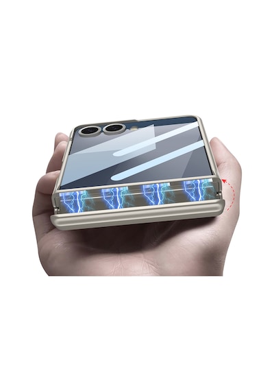 Zore Galaxy Z Flip 7 Kılıf Zore Kıpta Standlı Kapak - Gümüş