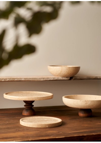 Bella Maison Ephesus Traverten Ayaklı Sunum Kasesi Naturel 25 Cm