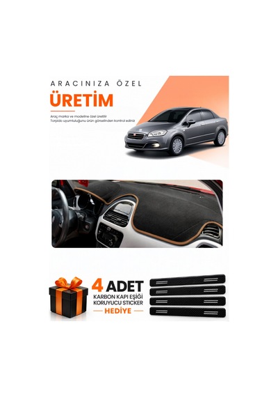 Fıat Linea Urban 2015-2021 Uyumlu Torpido Koruma Örtüsü Oto Kılıfı - Siyah Kahverengi