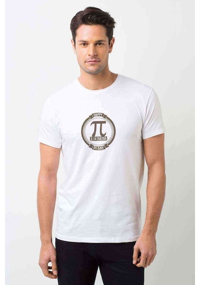 14 Mart Dünya Pi Günü Dj Baskılı Beyaz Erkek Tshirt (530960065)