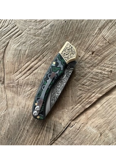 Böhler M390 Çakı Özel Çelik Çakı Cep Çakısı Kamp Çakısı Klipsli Toz Çelik 17cm Mavi Yeşil