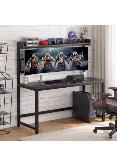 Zizuva Zizuva Tasarım Siyah Metal Raflı Monitor Askılıklı Ofis Ev Güve