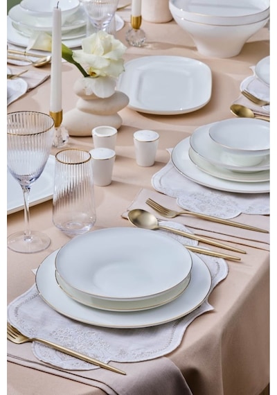 Karaca  Fine Bone Zenith 55 Parça 12 Kişilik Yemek Takımı Gold