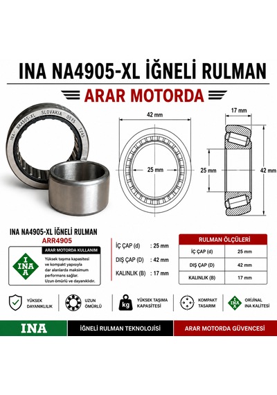 Ina Na4905-xl İğneli Rulman 25-42-17 -arr4905