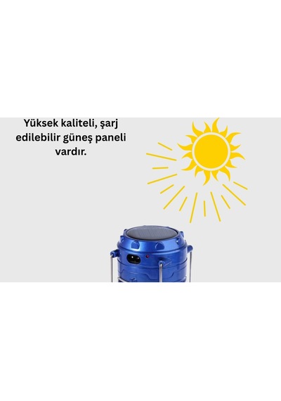 Mey İthalat Güneş Enerjili Katlanabilir Kamp Feneri - Usb Şarjlı, Hafif Ve Çok Fonksiyonlu Diğer 55564811