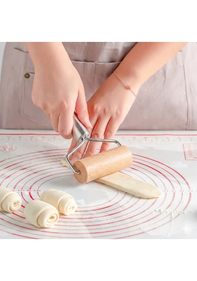 Çelik Saplı Pratik Rulo Hamur Açıcı Merdane Pürüzsüz Oklava Pizza Börek Açma Silindir Merdane