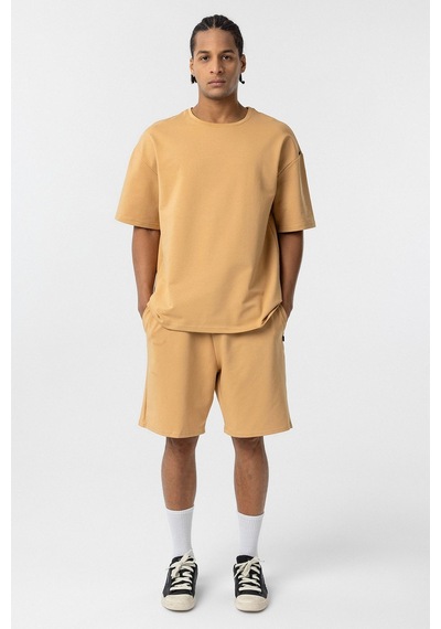 Basic Oversize Şort Takım Hardal