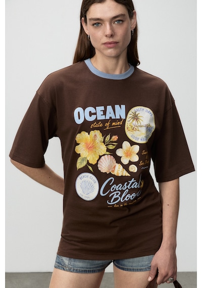 Grımelange Nıtza Kadın %100 Pamuk Oversize Bisiklet Yaka Kahverengi T-shirt Grımelange Nıtza Kadın %100 Pamuk Oversize Bisiklet Yaka Kahverengi T-shirt