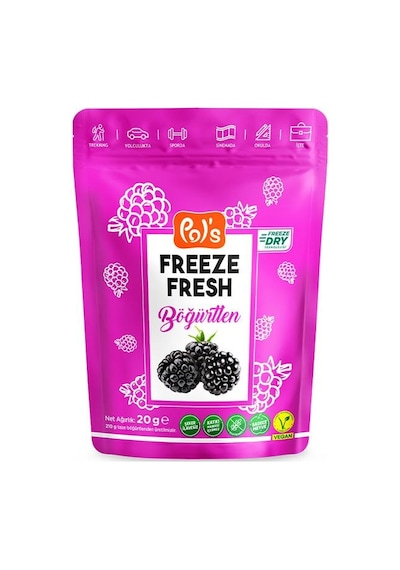 Pol S Freeze Fresh Dondurularak Kurutulmuş Böğürtlen 20 Gr 20 G