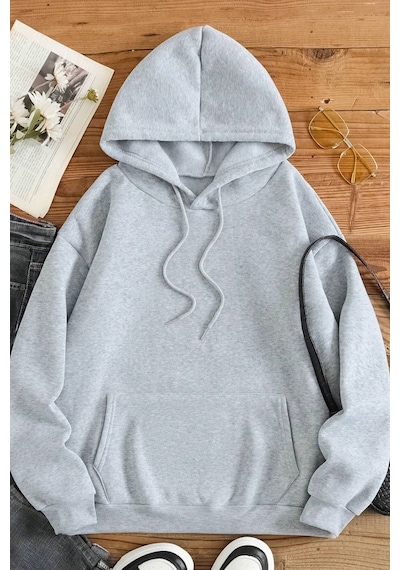 Uyguntarz Unisex Face To The Sun Baskılı Sweatshirt Gri
