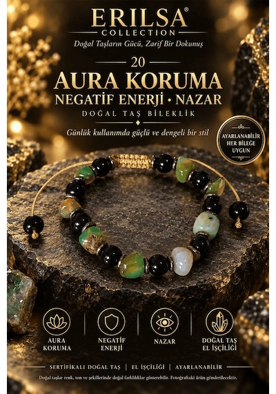 Sertifikalı Aura Koruma Negatif Enerji Nazar Denge Doğal Taş Bile
