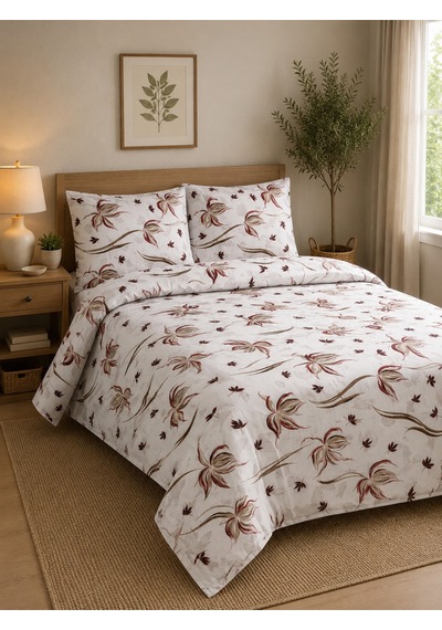 Çift Kişilik Nevresim Takımı %100 Pamuk 200x220 Lastikli Çarşaflı 160x200 Kahverengi