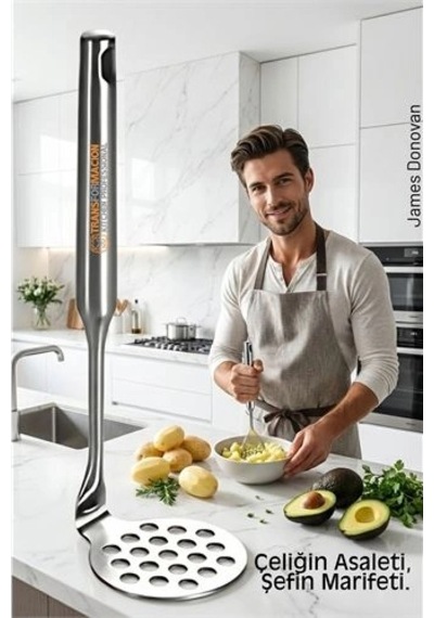 304 Paslanmaz Çelik Lüks Patates Ezici - 23 Cm Profesyonel Püre Yapıcı & Mutfak Gereci