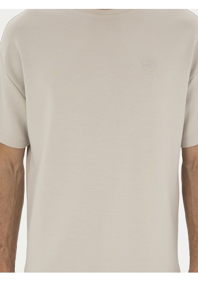 Taş Slim Fit Bisiklet Yaka T-shirt Gri