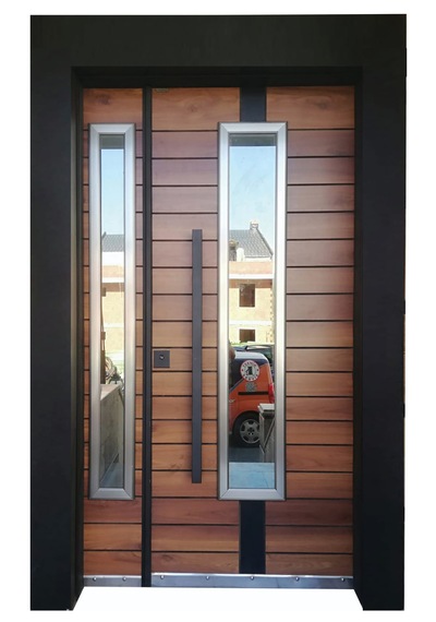 Çelik Kapı Modelleri Saruhan Camlı Düz Model Bina Kapısı Sağ