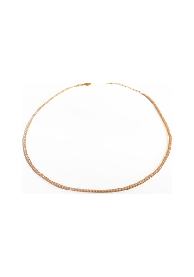1,5 Mm Taşlı Gümüş Suyolu Choker Kolye Rose Gold